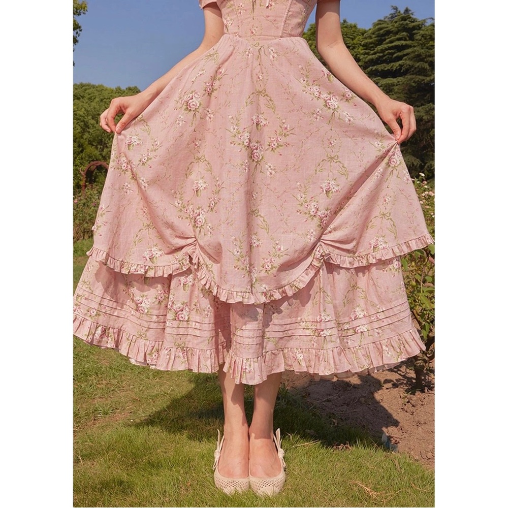 Lacemade Pink Floral Midi Dress - Picture 10 of 16